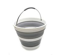 SAMMART 10L Collapsible Plastic Bucket - Foldable Round Tub - Portable Fishing Water Pail - Space Saving Outdoor Waterpot, size 31cm dia (Grey)