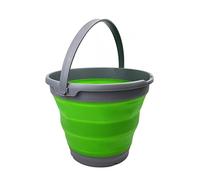 SAMMART 10L Collapsible Plastic Bucket - Foldable Round Tub - Portable Fishing Water Pail - Space Saving Outdoor Waterpot. Size 31cm Dia (Grey/Bamboo Green)