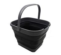 SAMMART - 10L Collapsible Rectangular Handy Basket/Bucket (Grey/Black, 1)