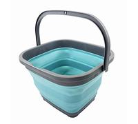 SAMMART 10L Collapsible Rectangular Handy Basket/Bucket (Grey/Crystal Blue)