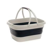 SAMMART 13L Collapsible Basket with Handle - Portable Outdoor Picnic Basket/Crater - Foldable Shopping Bag - Space Saving Storage Container (Grey/Slate Grey, 1)