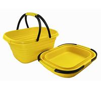 SAMMART 13L Collapsible Basket with Handle - Portable Outdoor Picnic Basket/Crater - Foldable Shopping Bag - Space Saving Storage Container (Golden Yellow, 2)