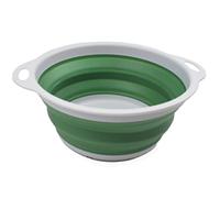 SAMMART 2.6L Collapsible Tub - Foldable Dish Tub - Portable Washing Basin - Space Saving Plastic Washtub (Grey/Dark Sea Green, 1)
