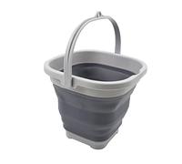 SAMMART 2.6L Super Mini Sqare Collapsible Plastic Bucket - Foldable Square Tub - Portable Fishing Water Pail - Space Saving Outdoor Waterpot (Gray)