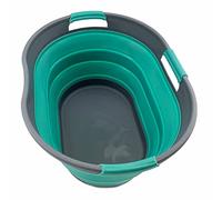 SAMMART 25L Collapsible Plastic Laundry Basket - Foldable Pop Up Storage Container/Organizer - Portable Washing Tub - Space Saving Hamper/Basket (Grey/Turquoise Blue)