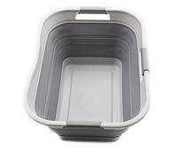 SAMMART 30L Collapsible Plastic Laundry Basket Organizer-Portable Washing Tub-Space Saving (1, Grey)
