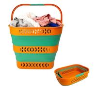 SAMMART 38L Collapsible Laundry Basket - Foldable Pop-Up Storage Container/Organizer-Portable Space Saving Hamper, Measure 44.6x33.8x40cm/9.6cm Expanded/Collapsed (1, Autumn Leaf/Forest Green)
