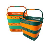 SAMMART 38L Collapsible Laundry Basket - Foldable Pop-Up Storage Container/Organizer-Portable Space Saving Hamper, Measure 44.6x33.8x40cm/9.6cm Expanded/Collapsed (2, Forest Green/Autumn leaf)