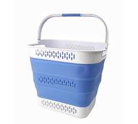 SAMMART 40L Collapsible Plastic Laundry Basket with Handles - Foldable Pop Up Storage Container/Organizer - Portable Laundry Hamper - Space Saving (1, Grey/Little Boy Blue)