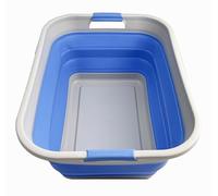 SAMMART 41L Collapsible Plastic Laundry Basket-Foldable Pop Up Storage Container/Organizer-Portable Washing Tub-Space Saving Hamper, Water capacity 32L (Grey/Little Boy Blue)