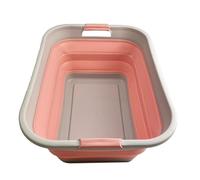 SAMMART 41L Collapsible Plastic Laundry Basket-Foldable Pop Up Storage Container/Organizer-Portable Washing Tub-Space Saving Hamper, Water capacity 32L (Grey/Quartz Pink)