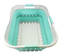 SAMMART 42L Collapsible Plastic Laundry Basket - Foldable Pop Up Storage Container/Organizer - Space Saving Hamper/Basket (Grey/Pine)