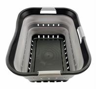SAMMART 42L Collapsible Plastic Laundry Basket - Foldable Pop Up Storage Container/Organizer - Space Saving Hamper/Basket (Black/Alloy Grey)