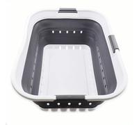 SAMMART 42L Collapsible Plastic Laundry Basket - Foldable Pop Up Storage Container/Organizer - Space Saving Hamper/Basket (1, White/Dark Grey)