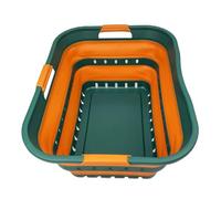 SAMMART 42L Collapsible Plastic Laundry Basket - Foldable Pop Up Storage Container/Organizer - Transportable Washing Tub - Space Saving Hamper/Basket (1, Teal Green/Autumn leaf)