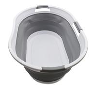SAMMART 44L Collapsible Plastic Laundry Basket - Foldable Pop Up Storage Container - Space Saving Hamper/Basket - Water Capacity: 35L (1, White/Grey), Size : 64.6 x 45.2 x 27 cm