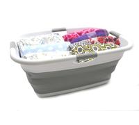 SAMMART 49L Collapsible Rectangular Laundry Basket - Foldable Storage Container - Space Saving Hamper - Car Trunk Storage Box/Pet Bath Tub (Grey), Size : 64.8 x 48 x 26 cm