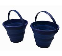 SAMMART 5.5L Collapsible Plastic Bucket - Foldable Round Tub - Portable Fishing Water Pail - Space Saving Outdoor Waterpot (Royal Blue (Set of 2))