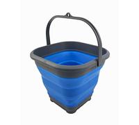 SAMMART 5.5L Collapsible Square Handy Bucket/Foldable Square Water Pail/Portable Tub with Handle (Grey/Blue)