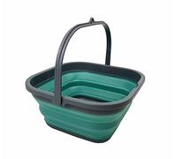 SAMMART 5.5L Collapsible Square Handy Bucket/Foldable SquareWater Pail/Portable Tub with Handle. (Grey/Turquoise Blue)