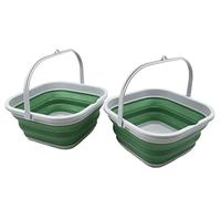 SAMMART 5.5L Collapsible Square Handy Bucket/Foldable SquareWater Pail/Portable Tub with Handle. (Grey/Dark Sea Green)