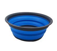 SAMMART 5.5L Collapsible Tub - Foldable Dish Tub - Portable Washing Basin - Space Saving Plastic Washtub (Grey/Blue, 1)