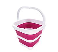 SAMMART 5L Collapsible Rectangular Handy Basket/Bucket (White/Flamingo)