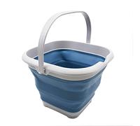 SAMMART 8.5L (2.2 gallon) Collapsible Square Handy Bucket/Foldable SquareWater Pail/Portable Tub with Handle. Size 31x31cm (Grey/Steel Blue, 1)