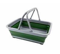 SAMMART 8L Collapsible Basket with Handle - Portable Outdoor Picnic Basket/Crater - Foldable Shopping Bag (Grey/Shamrock)