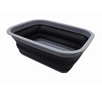 SAMMART 9.2L Collapsible Tub - Portable Outdoor Picnic Basket/Crater - Foldable Shopping Bag - Space Saving Storage Container (Dark Grey/Black)