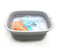 SAMMART 9.45L Collapsible Tub - Foldable Dish Tub - Portable Washing Basin - Space Saving Plastic Washtub (Grey)