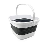 SAMMART 9.5L Collapsible Rectangular Handy Basket/Bucket (White/Steel Grey)