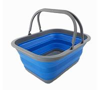 SAMMART Collapsible Basket, 15L - Portable Outdoor Picnic Basket/Crater - Foldable Shopping Bag - Space Saving Storage Container (Dark Grey/Bluey, Polypropylene)