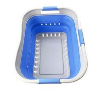 SAMMART Collapsible Plastic Rectangular Laundry Basket - Foldable Pop Up Storage Container/Organizer - Portable Laundry Hamper- Space Saving (Grey/Little Boy Blue, 30L)