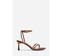 'Sammi' Wide Fit Square Toe Low Block Heel With Diamante Cross Over Strap Detail Where's That From Chocolate 7E