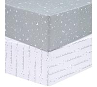 Sammy & Lou Celestial 2-Pack Microfiber Fitted Crib Sheet Set, Fits Standard Crib Mattress 28 in x 52 in; Fully Elasticized,