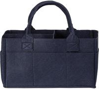 Sammy & Lou Collapsible Navy Felt Storage Caddy, Divided Design To Keep Diapers, Wipes And Changing Items Organized, Two Handles, 12 in x 6 in x 8 in