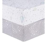 Sammy & Lou Starry Dreams 2-Pack Microfiber Fitted Crib Sheet Set, Fits Standard Crib Mattress 28 in x 52 in; Fully Elasticized,