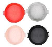 SAMNATE Silicone Air Fryer Liners 4 Pack - Reusable Non-Stick Dual Basket Inserts, Heat Resistant Dishwasher-Safe Round Silicone Liner Set for Air Fryer Accessories & Crisp Cooking