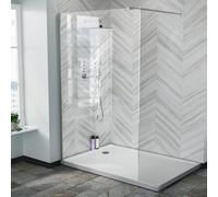 Samoa 1200mm Wet Room Panel 8mm Tempered Glass & Chrome Support Bar ABS