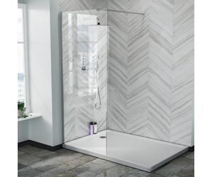 Samoa 800mm Wet Room Panel 8mm Tempered Glass & Chrome Support Bar