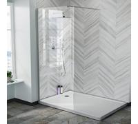 Samoa 900mm Wet Room Panel 8mm Tempered Glass & Chrome Support Bar