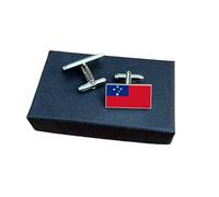 Samoa Flag Cufflinks - Samoan National Flag Gift for Men | Red & Blue Flag with Southern Cross Stars Design | Groomsmen Wedding Gift | Gift Box Included | Proud Samoan Heritage Keepsake