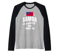 Samoa is Calling Travel Samoa Flag Vacation Trip Raglan Baseball Tee