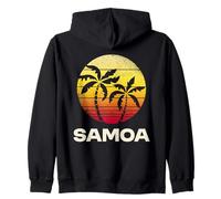 Samoa Retro Sunset Samoa Island Polynesia Travel Zip Hoodie