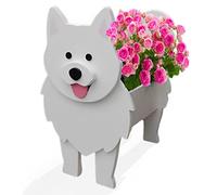Samoan Dog Planter - Cute PVC Herb Garden Flower Pot, Indoor/Outdoor, 9.45 x 6.81 x 12.99in for Pet Lovers