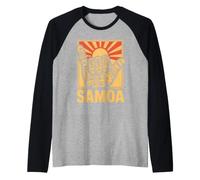 Samoan Tribal Sun Sea Turtle Samoa Samoan Raglan Baseball Tee