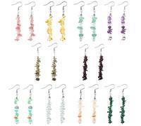 SAMOCO 10 Pairs Natural Stone Beaded Dangle Earrings for Women Colorful Crystal Drop Hook Earrings Chakra Gemstone Chip Earrings Set Meditation Yoga Earring, 4.5 cm / 1.77 inches, Zinc, No Gemstone