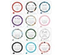 SAMOCO 12PCS 8mm Natural Crystal Bracelets for Women Men Semi Precious Beads Bracelets Round Beads Gemstones Stretch Yoga Bracelet Jewelry Gift, Elasticity, Stone, No Gemstone