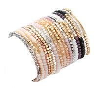 SAMOCO 17Pcs Boho Beaded Bracelets for Women Colorful Stackable Sparkly Crystal Beads Bracelets Multi-Layer Versatile Statement Bracelets Stretch Cuff Gifts